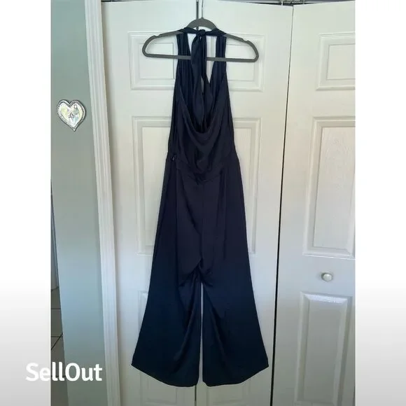 Ramy Brooke Women's M Blue Halter Jumpsuit Party Wide-Leg Sleeveless - Picture 4 of 4